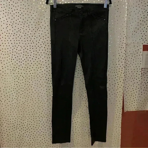 Vince Black Leather Jeans - Picture 1 of 12